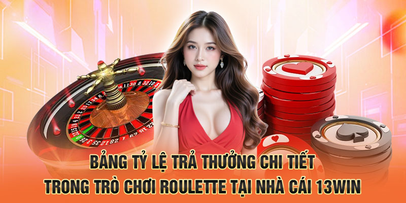 Bảng tỷ lệ trả thưởng chi tiết trong trò chơi roulette tại nhà cái 13win