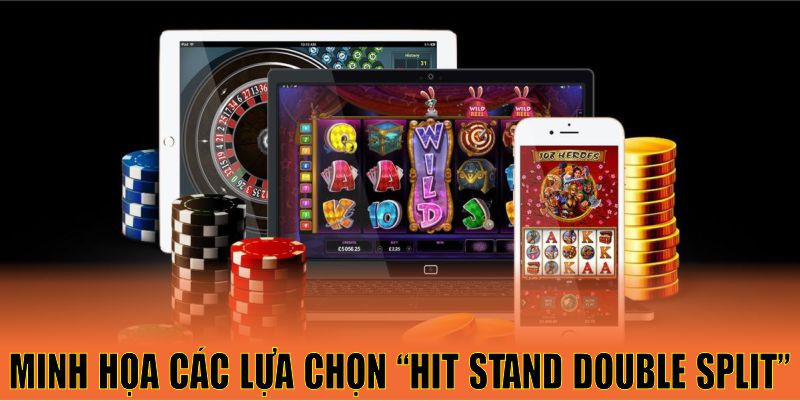 Minh họa các lựa chọn “hit – stand – double – split”